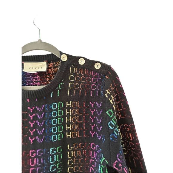 Gucci Rainbow “Gucci Hollywood” Sweater Womens Multicolor Size Small - Picture 3 of 10